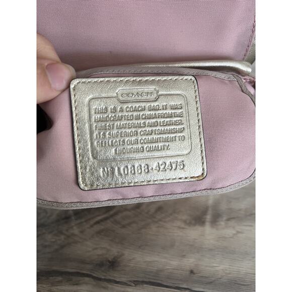 Coach Parker Straw Top Handle Handbag GOLD leather trim #42475 - Picture 7 of 12